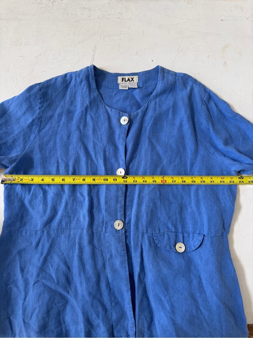 FLAX oversized lagenlook shirt in a coastal blue linen size L - Picture 5 of 6